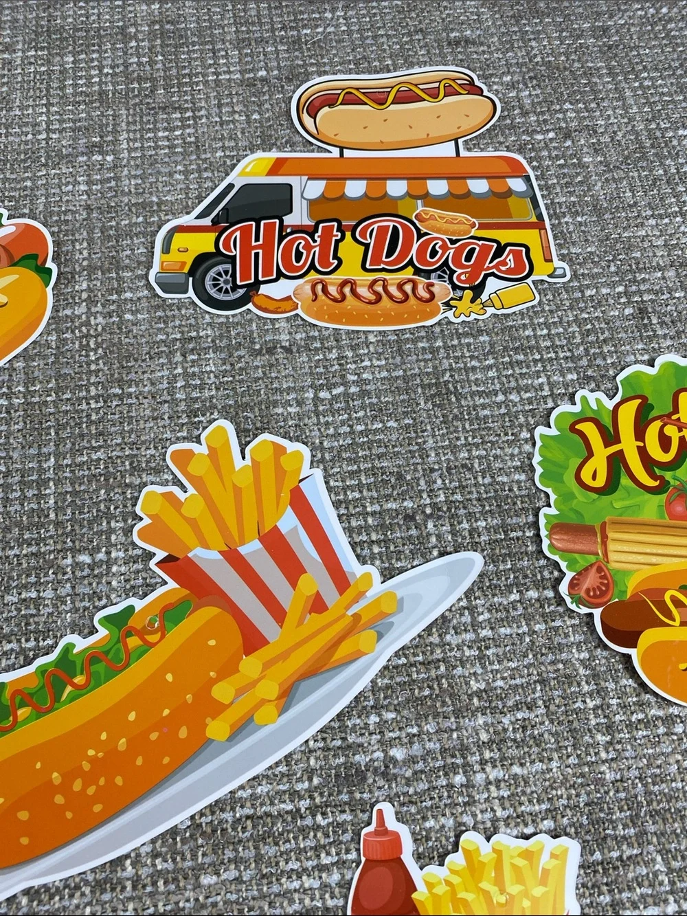 Hot Dog Party ceiling Confetti spirals  - Yellow and Red food truck decor